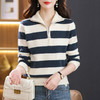 2023年秋冬新款时尚百搭半高圆领条纹拉链毛衣套头短款针织打底衫CC-101-5998 商品缩略图1