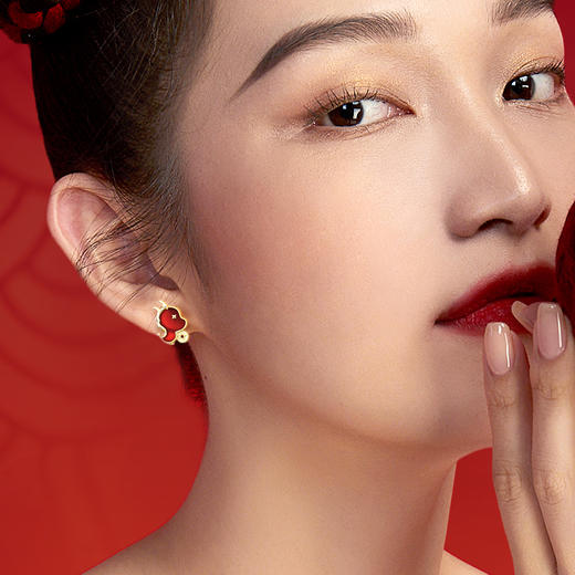 【暴富龙耳钉】范琦龙年生肖系列 龙年限定精美礼盒 S925银镶嵌红玛瑙材质耳钉 顺丰包邮 商品图3