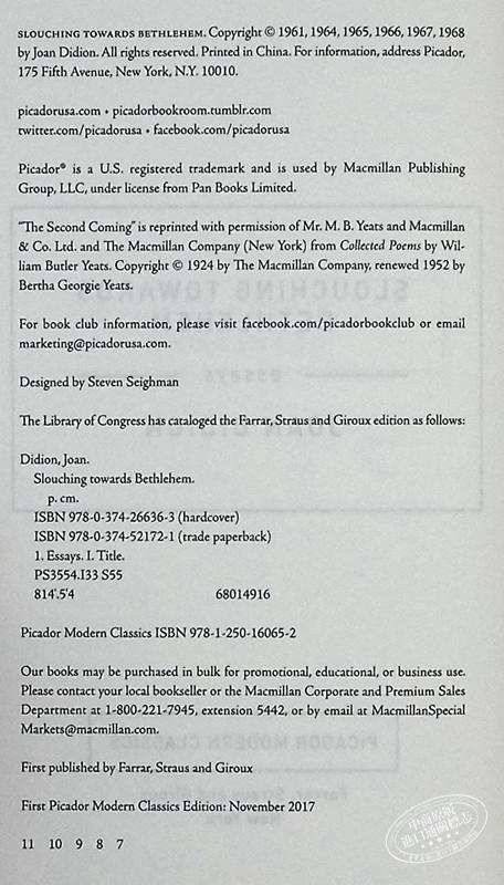 预售 【中商原版】琼 狄迪恩 向伯利恒跋涉 Slouching Towards Bethlehem Essays英文原版 Joan Didion 商品图3