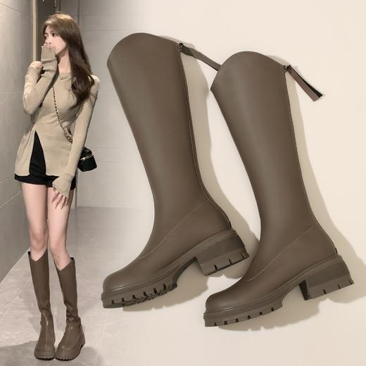 ZHR长筒靴女2023年秋季新款百搭显瘦加绒休闲飒爽加绒骑士长筒靴 商品图4