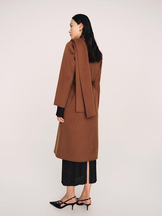 尊贵重磅限量100%纯山羊绒 围裹领双面呢大衣FO481723N 商品图7