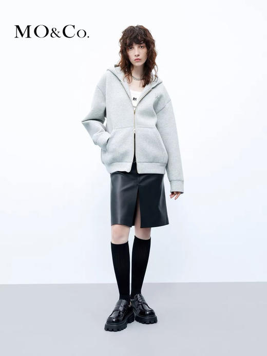 【断码 清仓 凑单】 MO&CO 空气棉外套 女士 空气棉 中灰色 卫衣外套 商品图2
