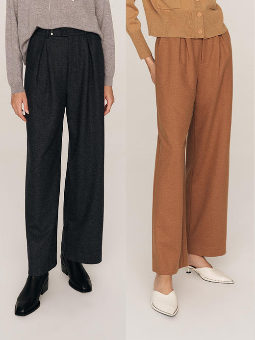 绒感柔软 精纺羊毛混纺直筒裤（两色）FB470323N 商品图2