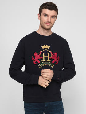 秋季新款 男士休闲时尚 精致家族徽章刺绣图案 圆领套头卫衣 T-1209