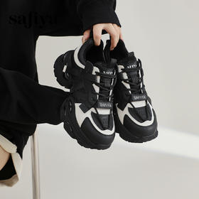 Safiya/索菲娅2023秋冬网红爆款黑白加绒松糕厚底运动老爹鞋 SF34112402