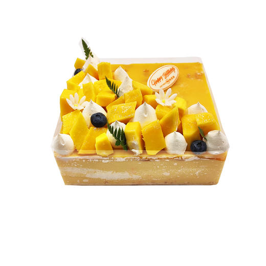 味美特“芒果慕斯”慕斯水果蛋糕-拍摄样板是8英寸图片-主要原材料有冷冻芒果果泥+动物奶油+芒果库里+新鲜芒果 商品图0