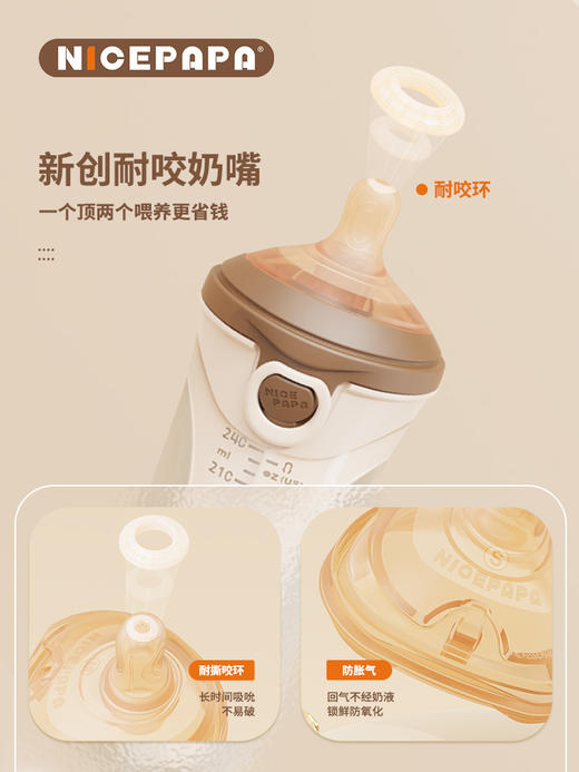 【新款】奶爸爸硅胶翻盖奶瓶240ml   SSYY 商品图4