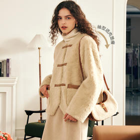 OLrain欧芮儿小香风皮草外套女春2025年新款时尚皮毛一体上衣