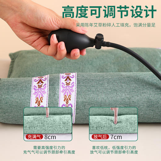 艾草连体颈椎枕多功能护颈枕睡眠家用纯艾组合枕艾草热敷艾灸枕头 商品图3
