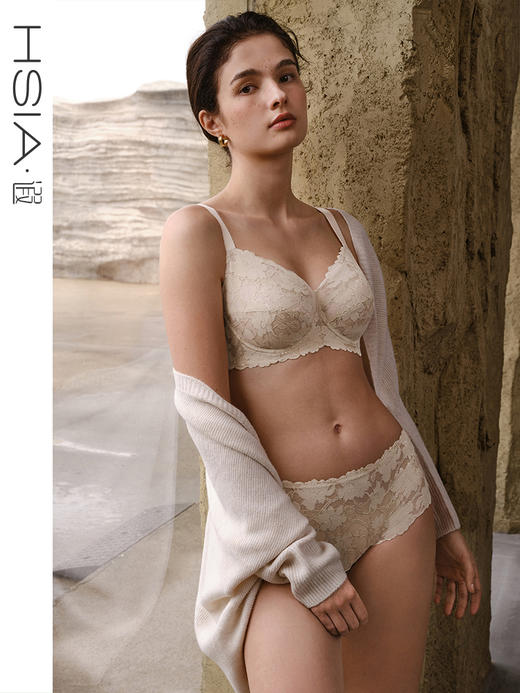 HSIA遐大码超薄文胸防凸点【浮花大杯】包容全罩杯大胸显小内衣女 商品图0