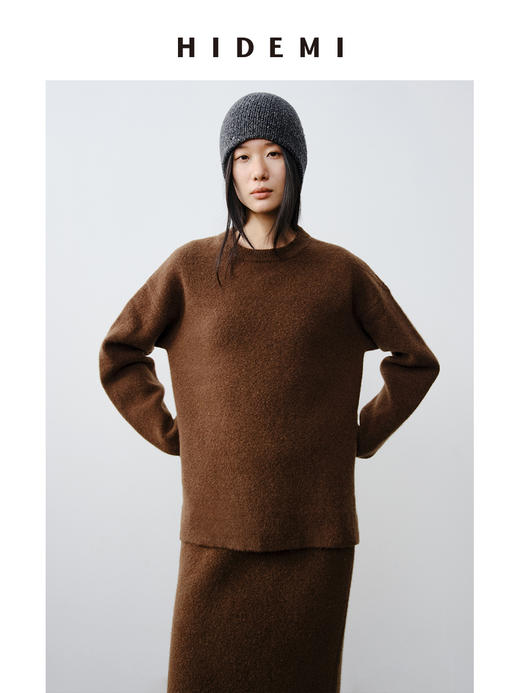 HIDEMI 骆驼毛羊毛花纱混纺加厚款毛衣半身裙套装 毛衣/半身裙 商品图4