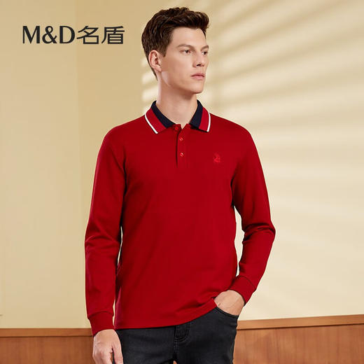【名盾】MD名盾长袖polo衫男纯色撞色领商务休闲翻领保罗衫11567 商品图1