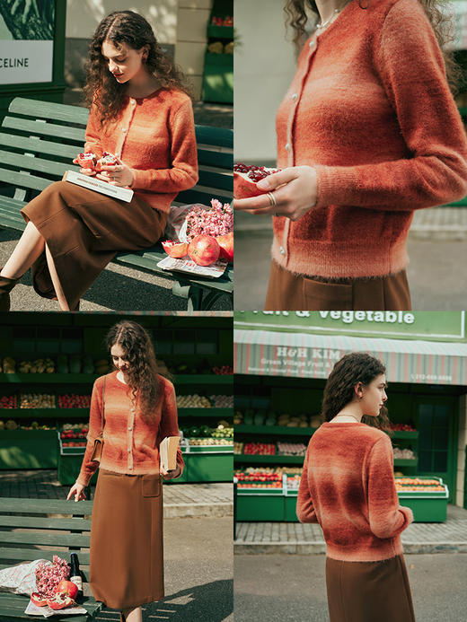 OLrain欧芮儿渐变套头毛衣女春季2025年新款宽松珍珠扣毛织外套 商品图1