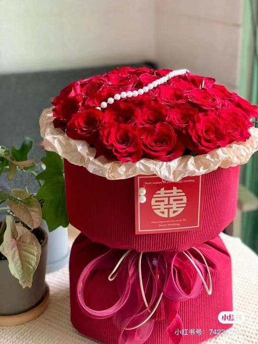 订婚花束--红色小香风布 商品图8