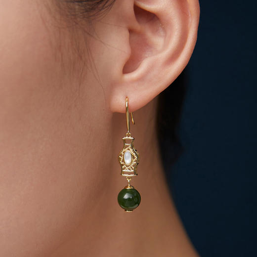 平安碧玉耳环 商品图3