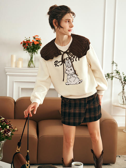 OLrain欧芮儿美式复古卫衣女早春2025年新款时尚宽松加绒套头衫 商品图0