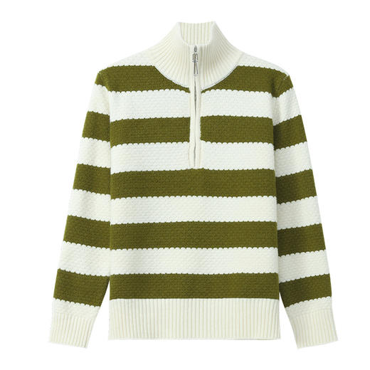 2023年秋冬新款时尚百搭半高圆领条纹拉链毛衣套头短款针织打底衫CC-101-5998 商品图4