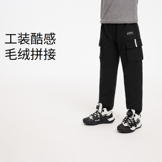 男童工装保暖弹力时尚85%鸭绒全腰针织羽绒裤安奈儿童装EB346109 商品图0