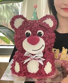 黑巢-可爱草莓熊立体生日蛋糕