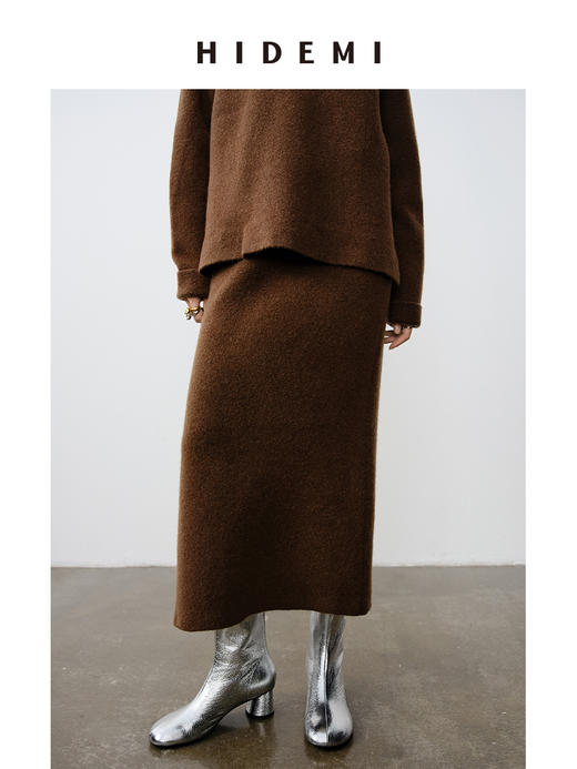 HIDEMI 骆驼毛羊毛花纱混纺加厚款毛衣半身裙套装 毛衣/半身裙 商品图5