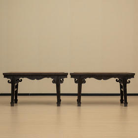 清 紫檀插肩榫壸门牙板二人凳（一对）