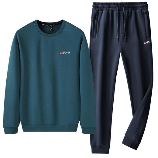 【新款DZP】大依优型大码加绒套装卫衣裤子长袖弹力加肥加大胖子上衣男士T恤肥佬打底男装保暖 商品图2