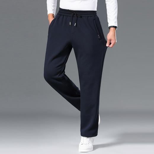 【新款DZP】大依优型大码加绒休闲裤松紧腰直口加肥加大宽松舒适运动裤男装加绒裤子长裤 商品图1