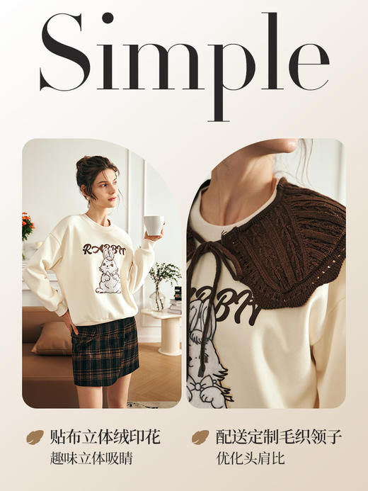 OLrain欧芮儿美式复古卫衣女早春2025年新款时尚宽松加绒套头衫 商品图2