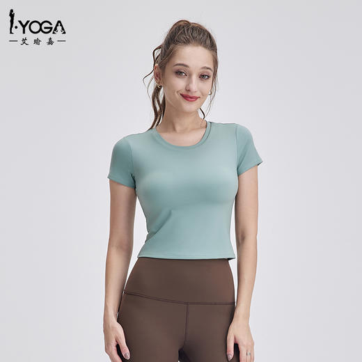IYOGA透气舒适瑜伽运动短袖带垫垫T062 商品图0