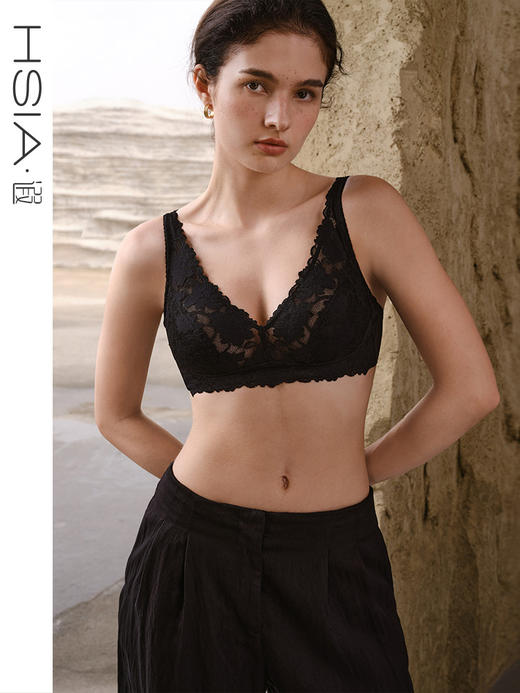 HSIA遐大胸显小文胸性感长三角杯胸罩包容全罩杯轻薄无钢圈内衣女 商品图0