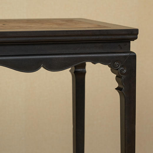 清 紫檀镶瘿木束腰卷球足带托泥香几（一对） 商品图1