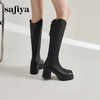 Safiya/索菲娅2023秋冬腿精女孩炸街显腿长百搭粗跟厚底骑士靴 SF34117404 商品缩略图3