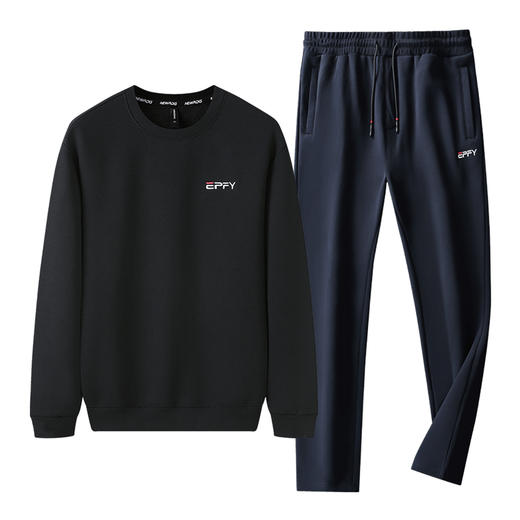 【新款DZP】大依优型大码加绒套装卫衣裤子长袖弹力加肥加大胖子上衣男士T恤肥佬打底男装保暖 商品图3