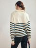 OLrain欧芮儿法式黑白条纹毛衣女秋季2023年新款两穿半拉链针织衫 商品缩略图2