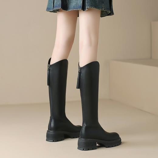 ZHR长筒靴女2023年秋季新款百搭显瘦加绒休闲飒爽加绒骑士长筒靴 商品图3