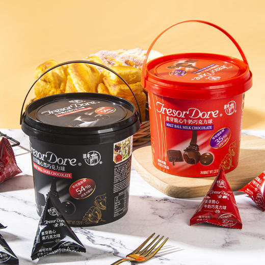 梁丰牛奶/黑巧克力球桶装120g 商品图1