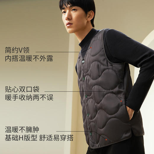 金三塔桑蚕丝填充保暖背心男简约v领舒适可外穿冬季马甲棉袄棉衣   NSMDD730 商品图2