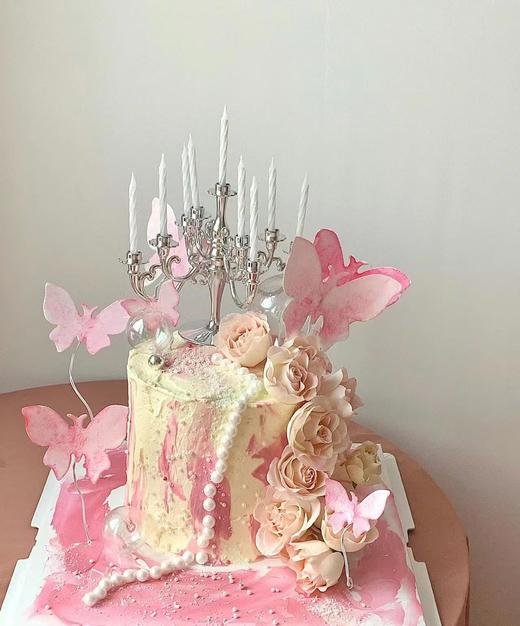 黑巢-黑巢-温柔浪漫粉蝴蝶生日蛋糕 商品图0