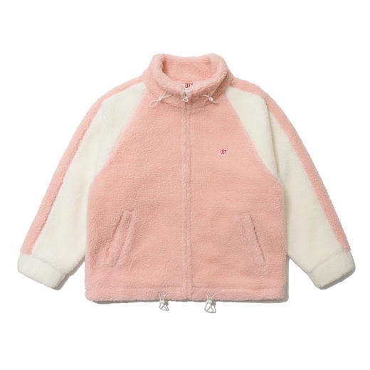 U17 撞色羊羔绒拉链外套 粉色 商品图0