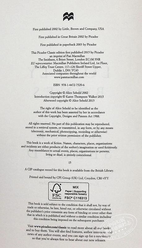 【中商原版】可爱的骨头 英文原版 The Lovely Bones 惊悚小说 Alice Sebold 商品图3
