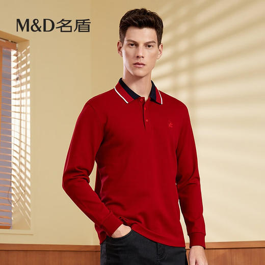 【名盾】MD名盾长袖polo衫男纯色撞色领商务休闲翻领保罗衫11567 商品图2