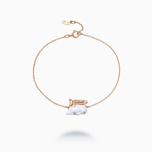 ［C+Vogues系列］ 18K金白玉髓钻石手链 商品图0