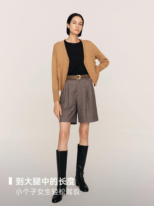 羊毛混涤花纱 褶裥短裤FB468323N 商品图4