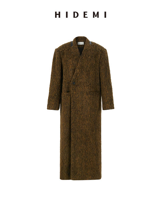 HIDEMI alpaca长毛羊驼毛苏力无领式垫肩一粒扣西装大衣 长款/短款 商品图13