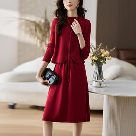 洋气收腰显瘦，马甲背心毛衣裙两件套CC-LL846