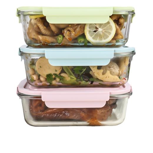 ins韩国风粉色盖小花玻璃饭盒分格女生保鲜碗碗微波炉饭盒便当盒 商品图4