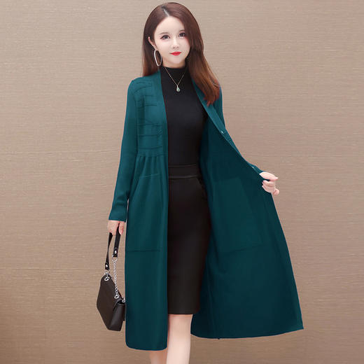 时尚针织风衣外套，长款弹力休闲毛大衣QYM-XY-23LX6003-Y 商品图1