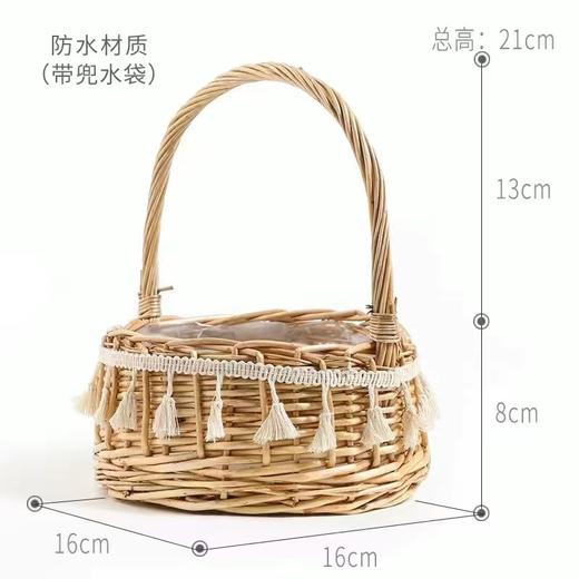【琳琅】ML藤编公主篮（流苏款高21直径16） 商品图0
