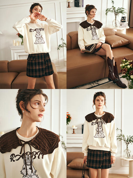 OLrain欧芮儿美式复古卫衣女早春2025年新款时尚宽松加绒套头衫 商品图1