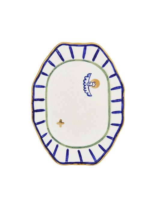 Gunia 粉绿格纹/蓝金格纹手绘陶瓷黄油盘 商品图6